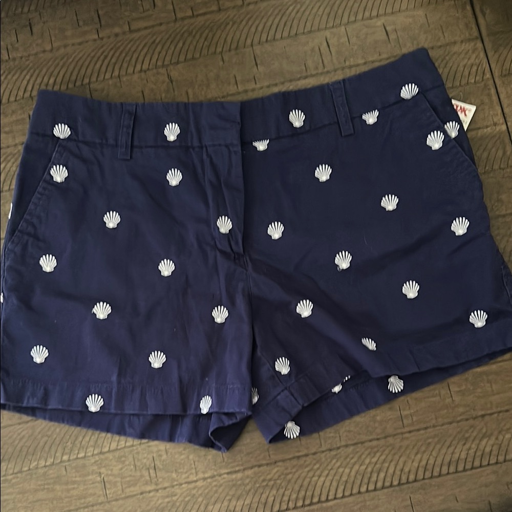 Navy Blue Shell Print Women's Shorts